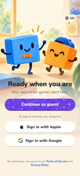 Sign in: continue as a guest, or with Apple or Google.
